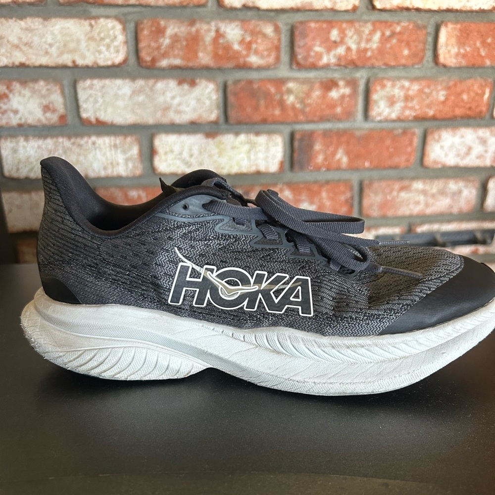 Hoka Charcoal and White Athletic Sneakers